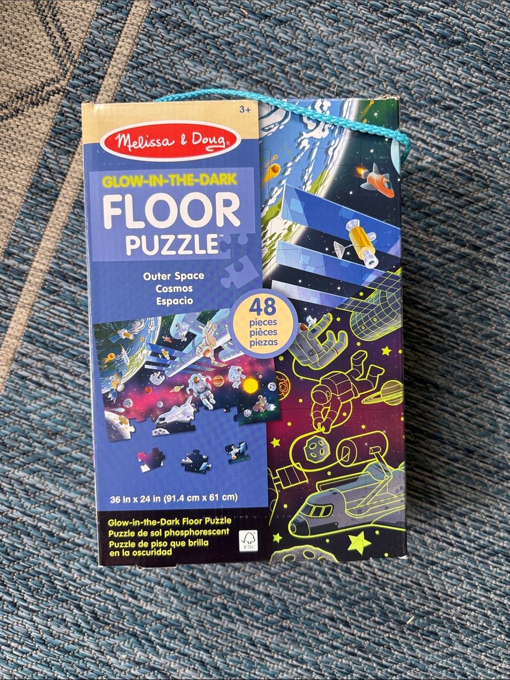 Melissa & Doug Glow-in-the-Dark Outer Space Floor Puzzle - Blue